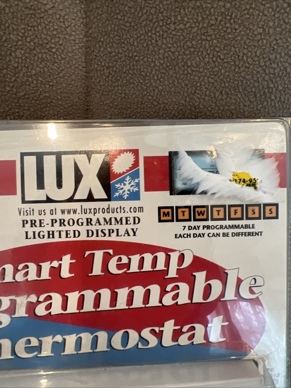 Lux Smart Temp TX9000 7 Day Programmable Thermostat for Heating Cooling New Open gallery