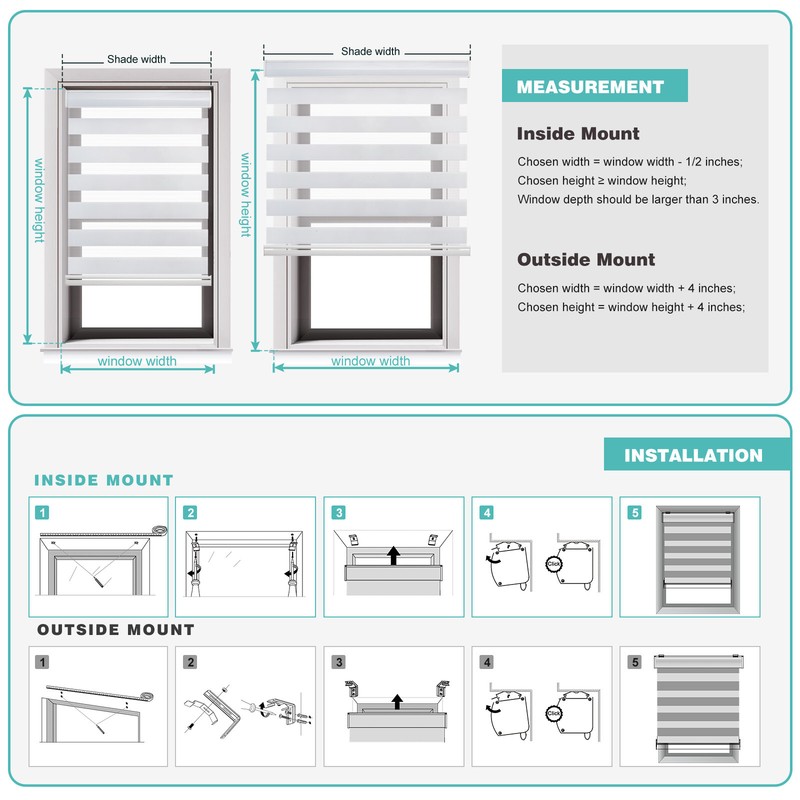 Horizontal Window Shade Blind Zebra Dual Roller Blinds Curtains,Easy to Install gallery