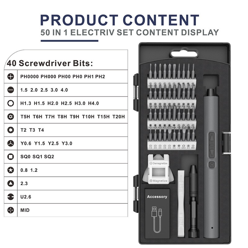 Electric Screwdriver USB Rechargeable Lithium Precision Screw Repair Tools Kit gallery