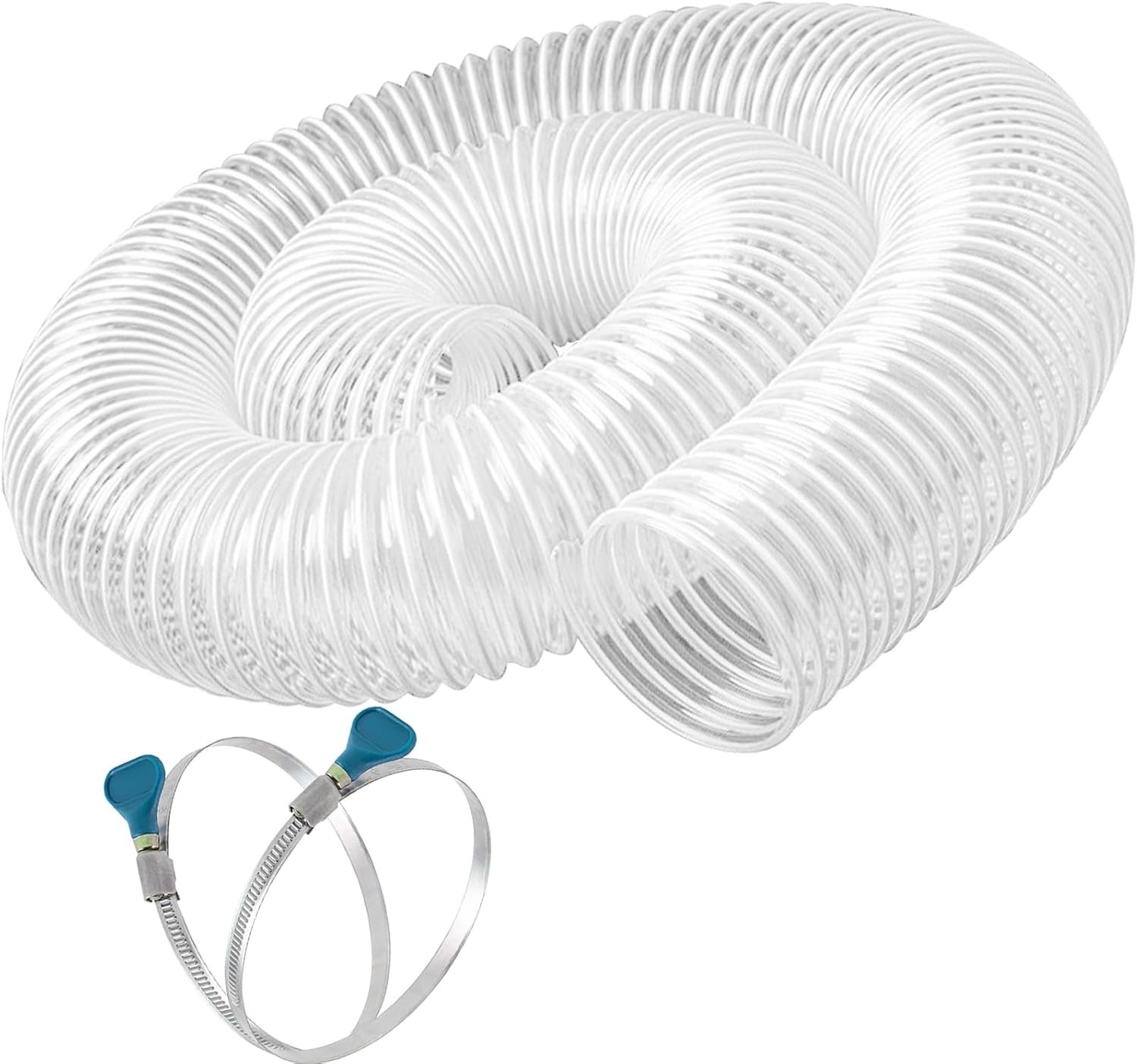 2 1/2" x 20' Flexible Clear PVC Dust Collection Hose - Puncture Resistant with C gallery