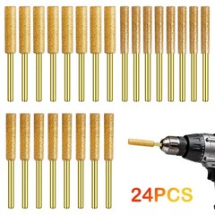 24Pcs Diamond Chainsaw Sharpener Burr Grinding Stone File 5/32″ 6/32″ 7/32″