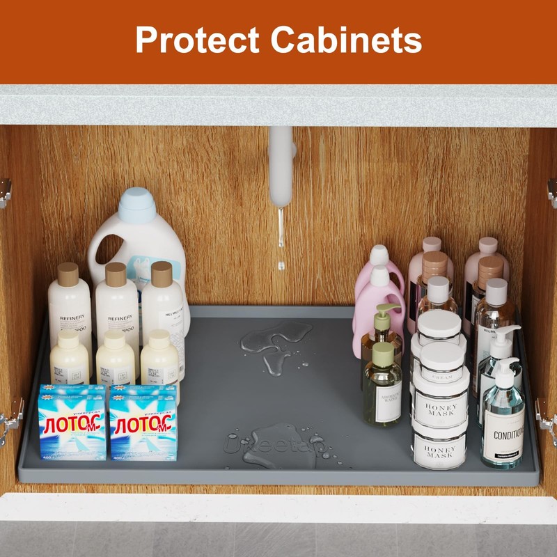 Extra Thick Silicone Mat Waterproof with Raised Edge 34 x 22, Under Sink Mat for gallery