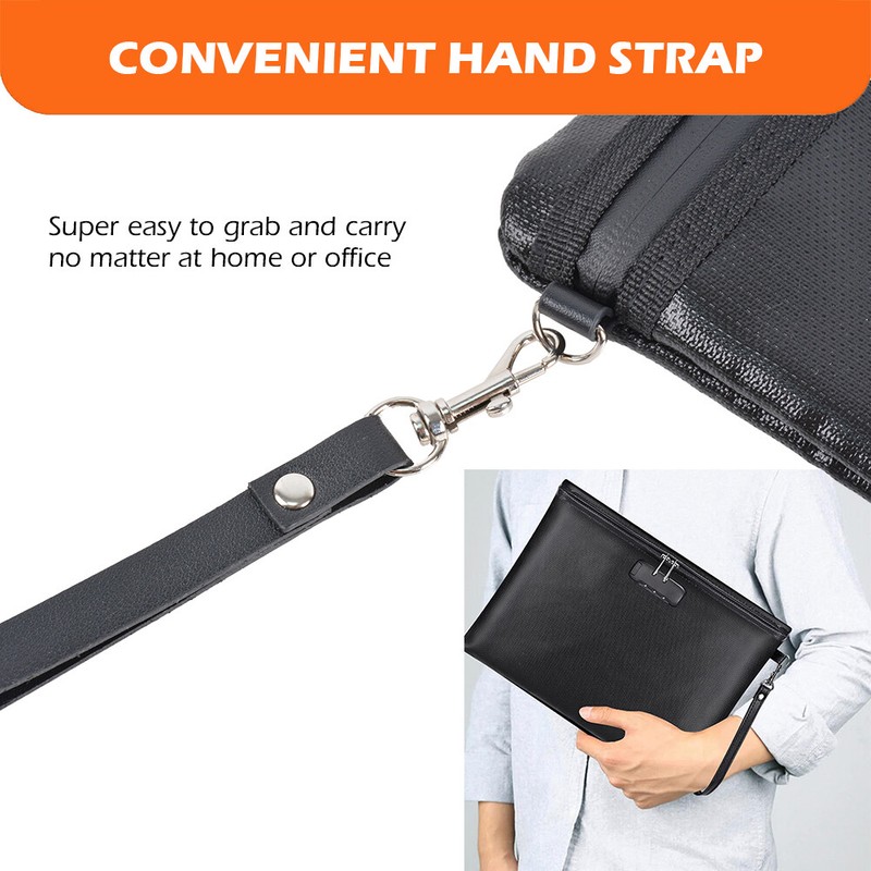 14x10" Fireproof Document Bag With Lock Waterproof Safe Cash A4 Travel Large gallery