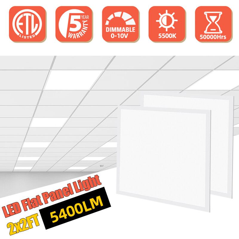 2-20PCS 2x2FT LED Flat Panel Light 5400LM 45W 5000K Dimmable Drop Ceiling Office gallery