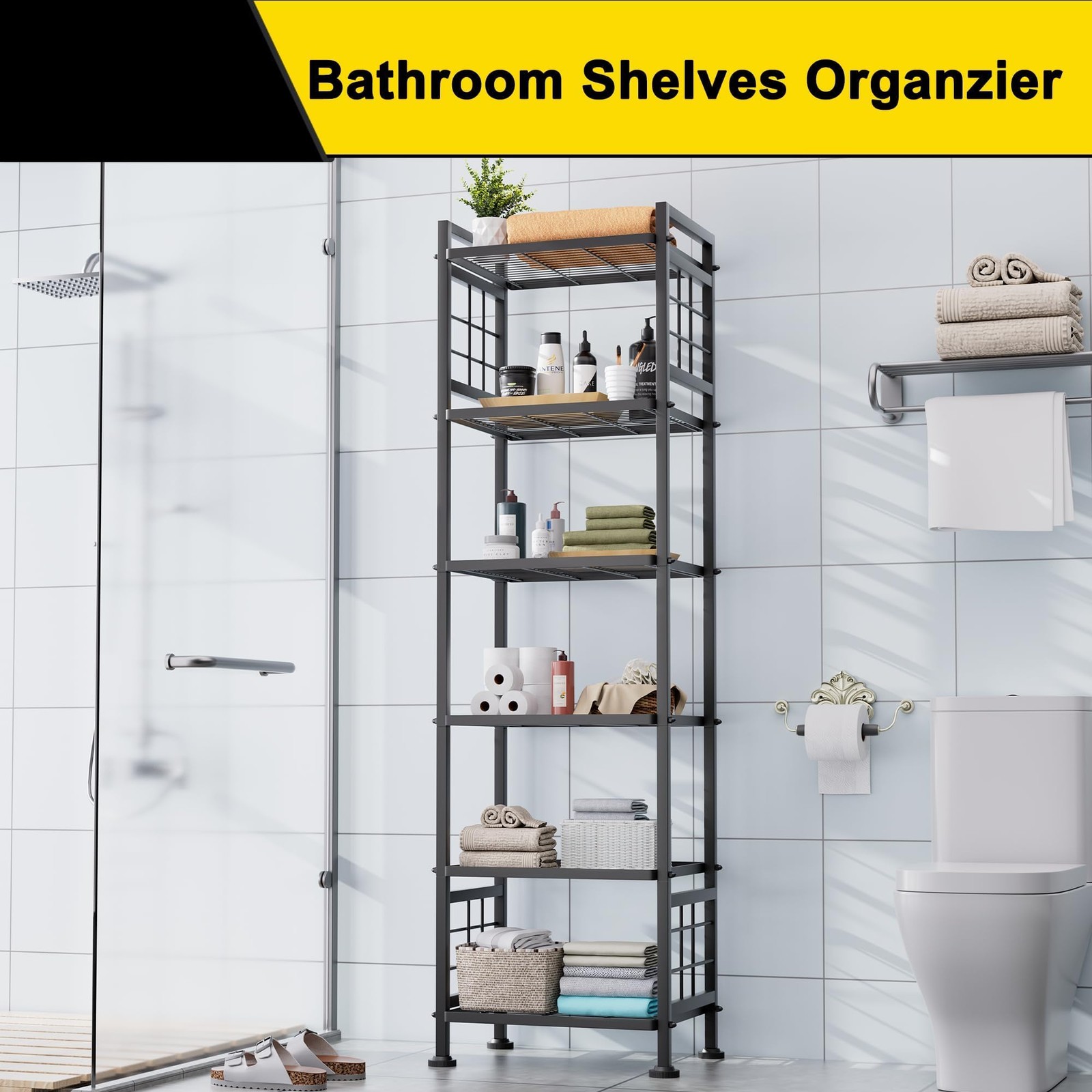 6-Wire Standing Storage Shelf for Bathroom Organizers and Storage & Laundry R... gallery
