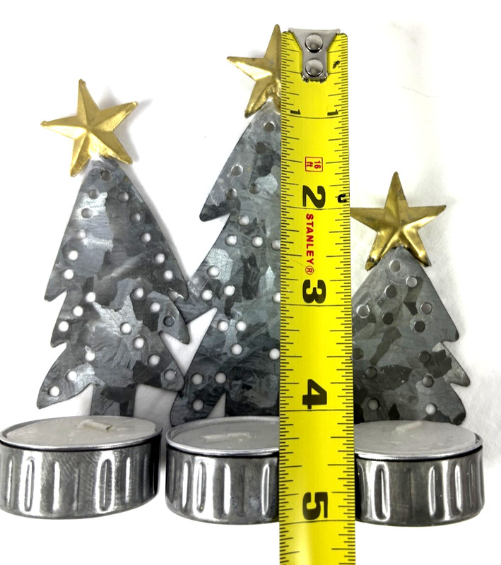 Mud Pie Tin Tree Shape Tealight Holders Set of 6 Primitive gallery
