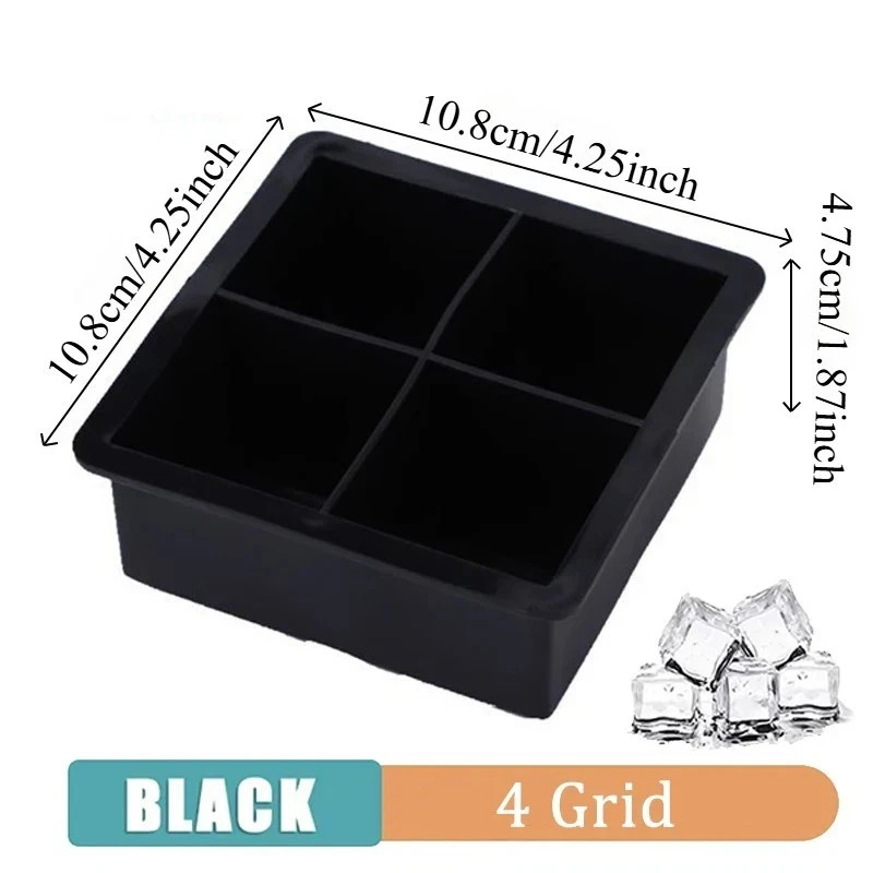 Silicone Big Ice Cubed Maker Large Cube Square Tray Molds Whiskey Ball Cocktails