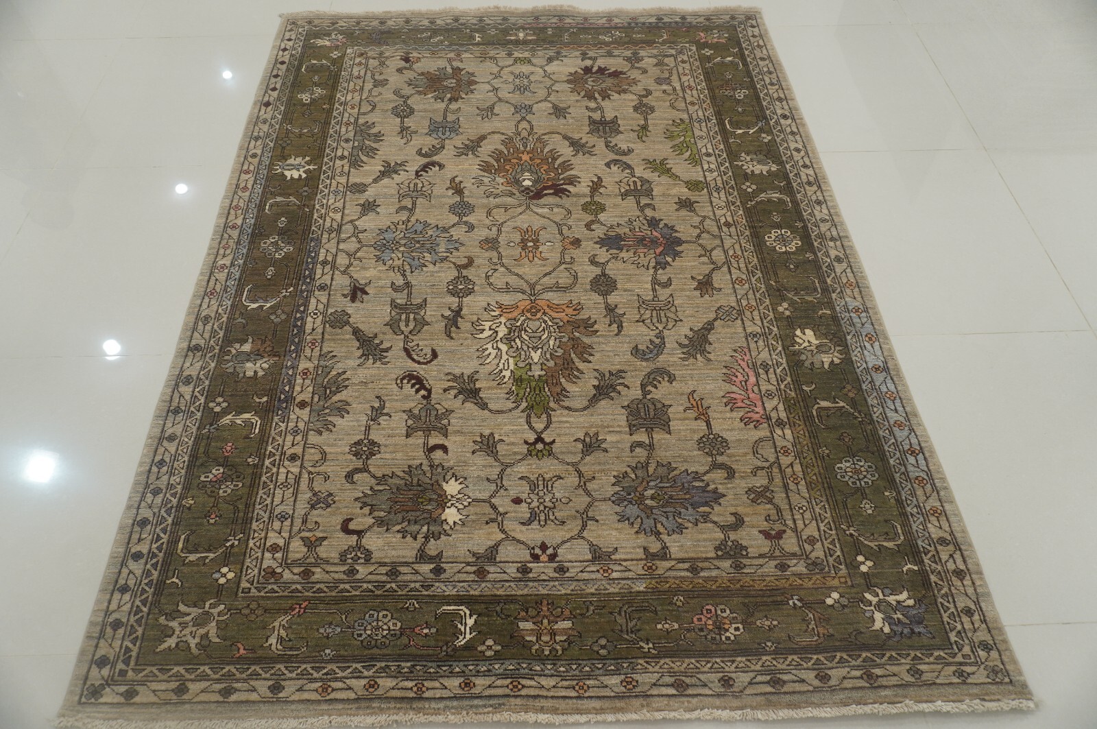 5x7 ft Gray Afghan Hand Knotted Wool Oriental Area Rug gallery