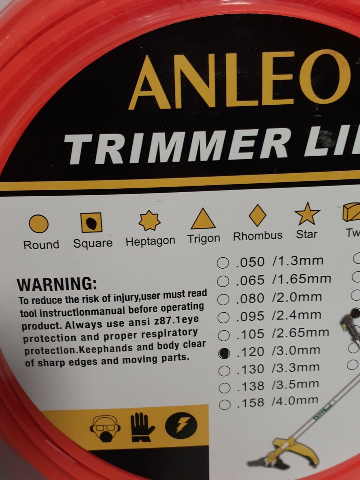 Anleo Force String Trimmer Line 1 lb. spool 120 in. SQUARE, Orange gallery