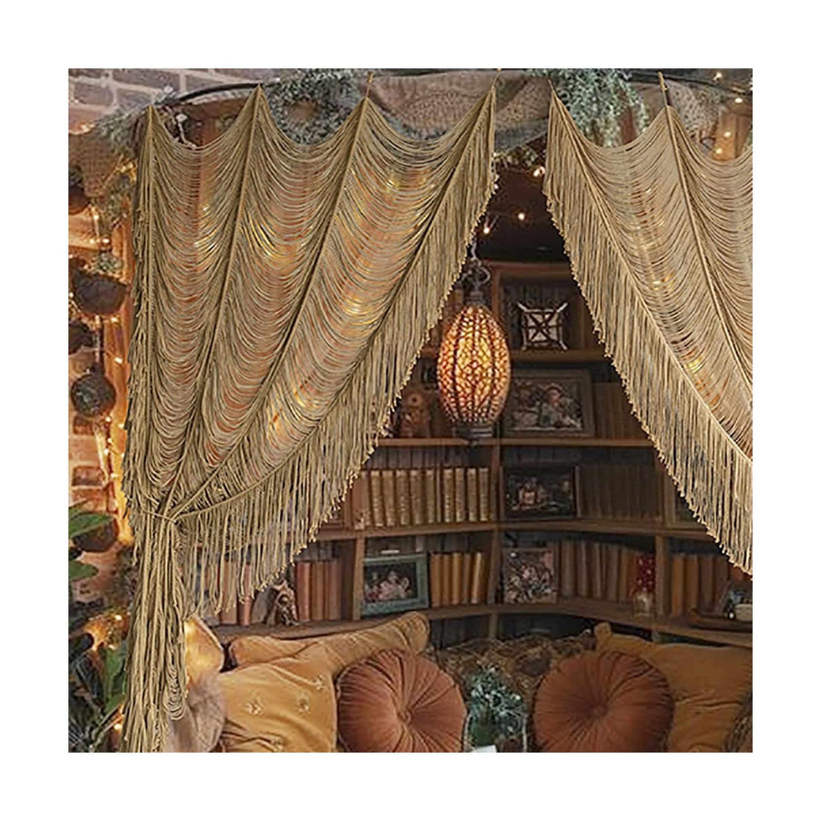 Macrame Curtain Boho Curtain Doorway Window Wall Decor Fiber Yarn A... Fast Ship gallery