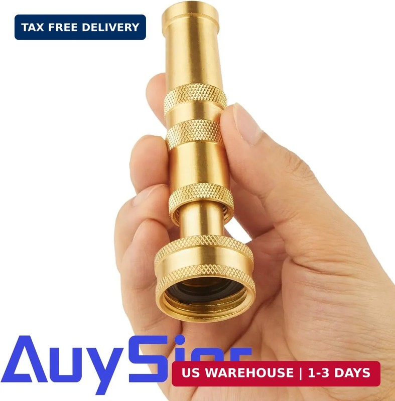 Solid Brass Garden Spray Nozzle 4" Adjustable Twist Water Hose USA Stock 2 PACK gallery