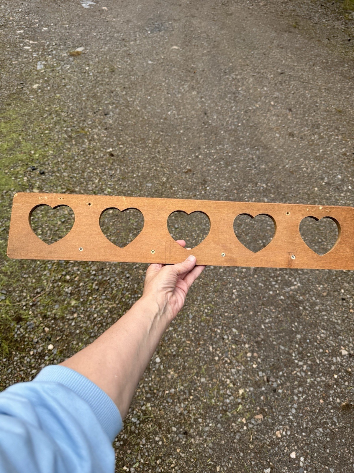 Wood Wall Mounted Coat Rack Panel w/ Heart Cutouts, 5 Peg Hooks, 23 in gallery