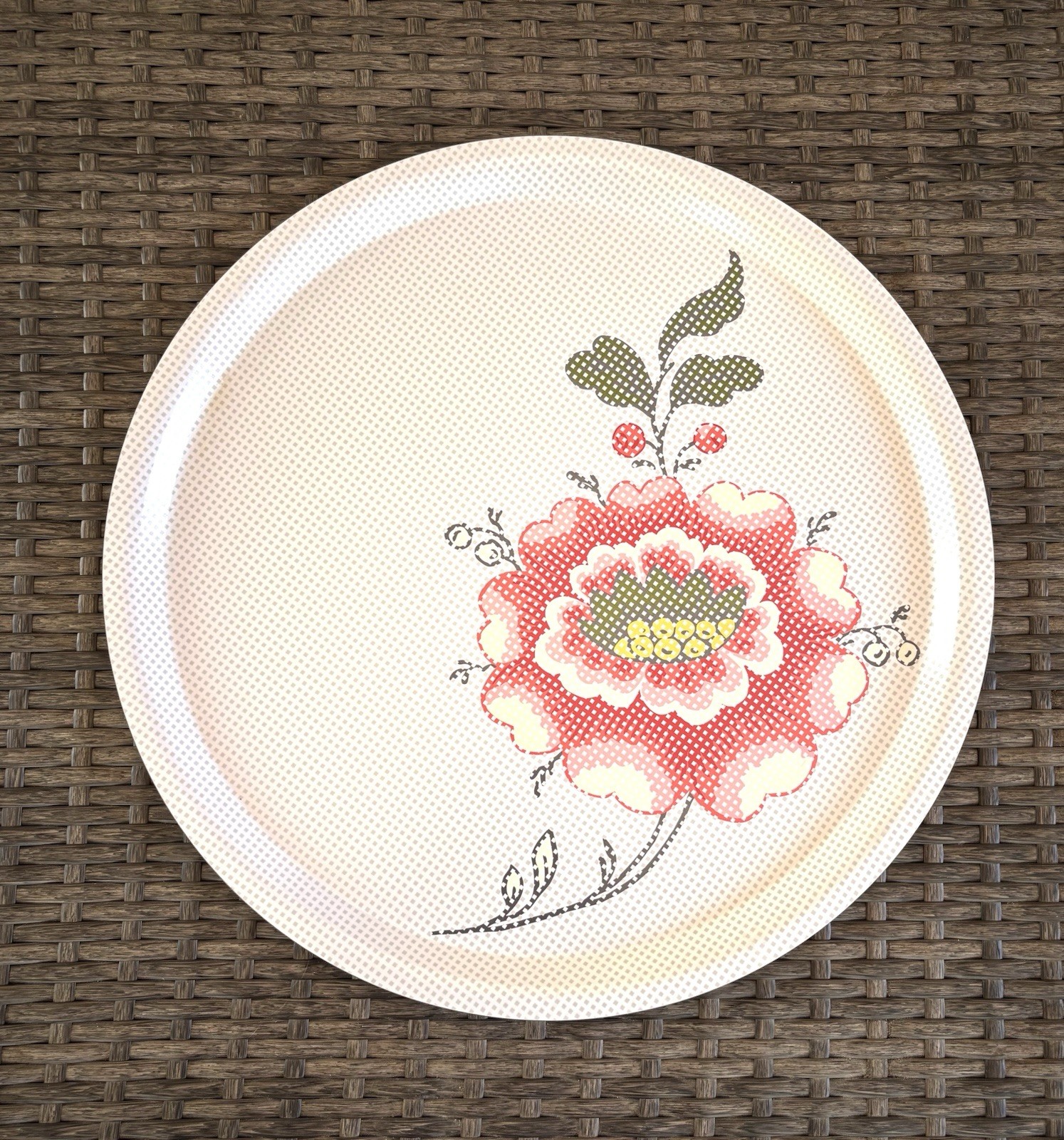 RARE Ikea 2016 Serving Tray, INBJUDANDE 502.865.09 Flower Checkered Pattern 17” gallery