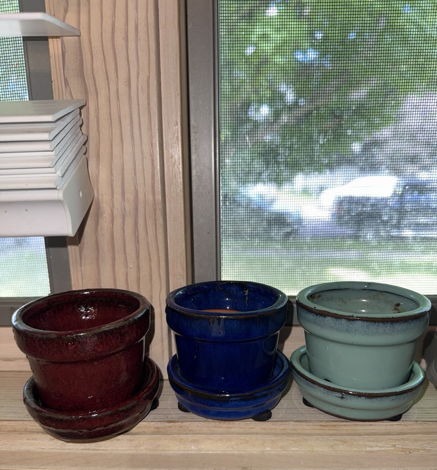 small, glazed ceramic planters With saucer, perfect for succulents/ plants gallery