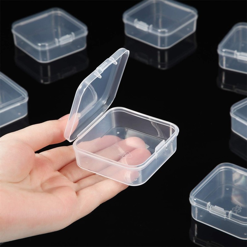 Lots Clear Plastic Storage Container Box Hinged Lid Art Jewelry Making Organizer gallery