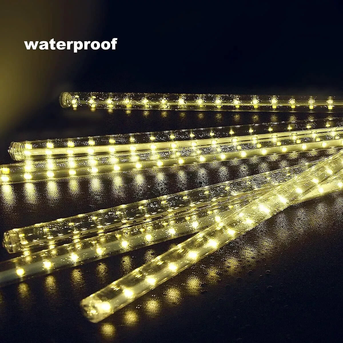 Solar 288 LED Raindrop Lights (8 Tubes - Warm White) Brand New in Box!! gallery