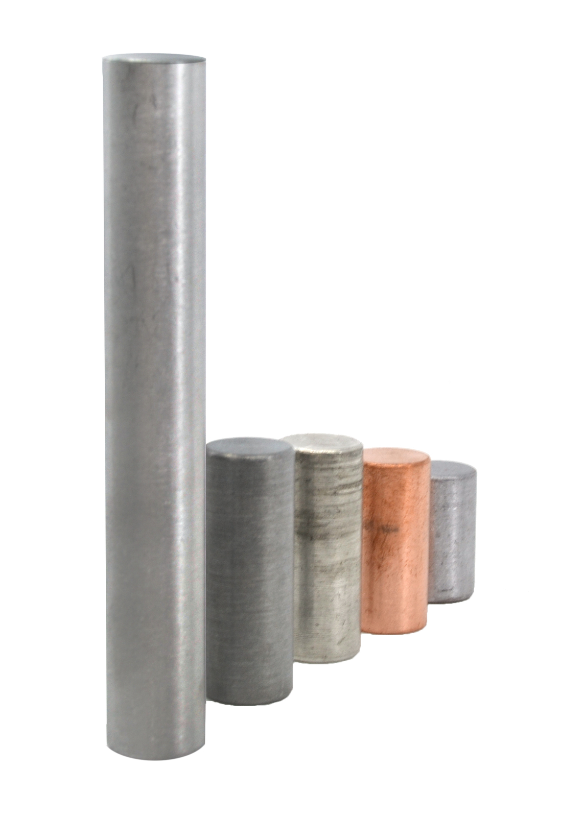 5pc Equal Mass Cylinders Set - Zinc, Copper, Aluminum, Tin & Lead - Eisco Labs gallery