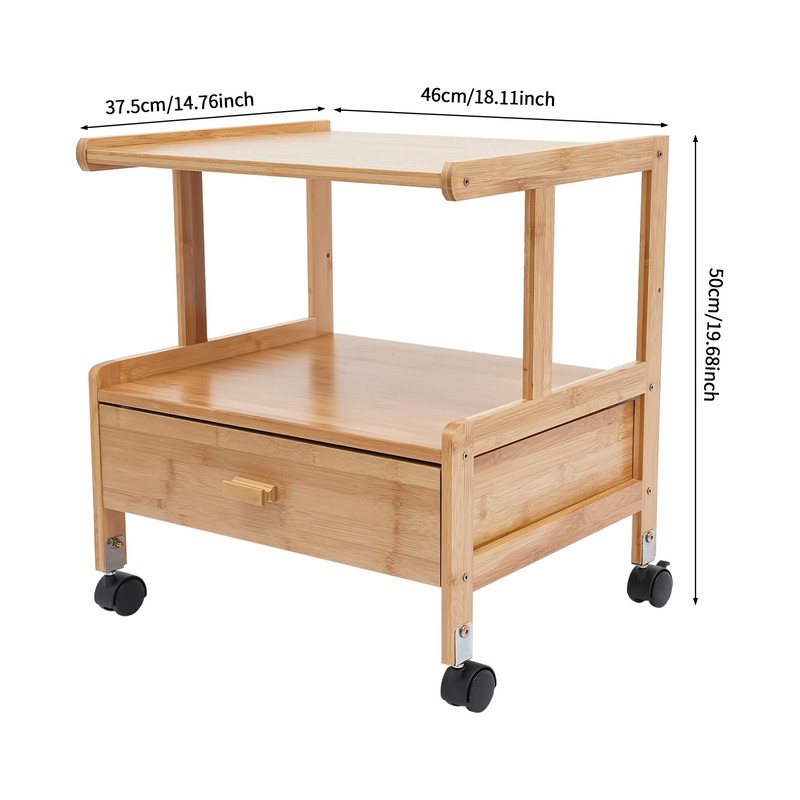 2Tier Printer Cart Printer Stand Storage Rack for Office Home w/ Wheels & Drawer gallery