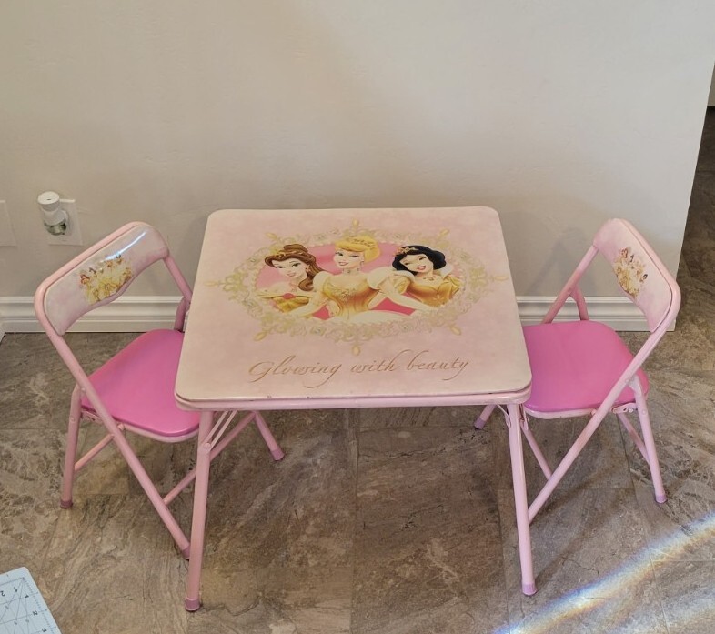 Child Disney Princess Activity Folding Table Set with 2 Kids Chairs Vintage gallery