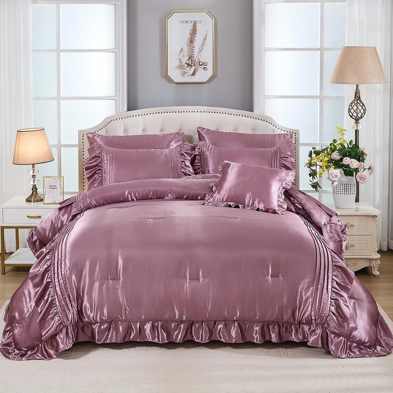 Luxury Satin Comforter Set 8 Pieces Queen Comforter with Sheets Silk like Satin gallery