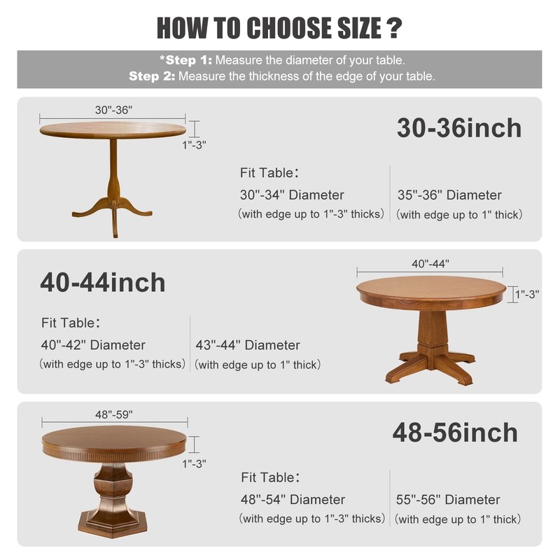 Fitted Round Table Cloth, Reversible Waterproof Stain Resistant Elastic Stretch gallery
