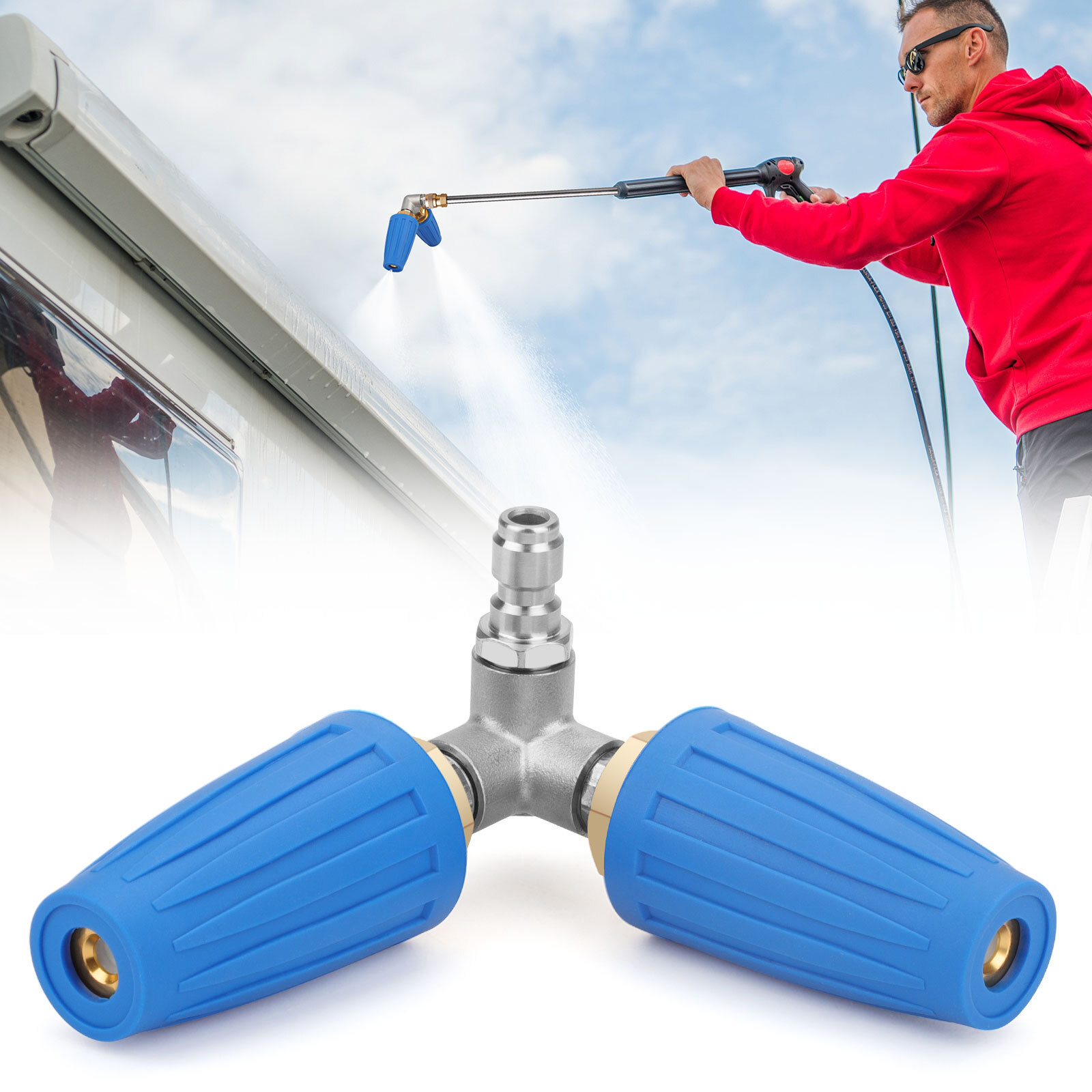 4000PSI Original Pressure Washer Rotating Dual Turbo Nozzle Tip1/4" 4-6GPM gallery