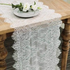 Hooqict 4 Pack Lace Table Runner 14 x 120 Inch Ivory 14 x 120 Inch, White
