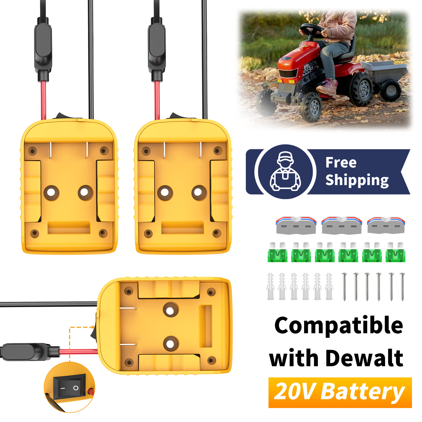 2-Pack 20V To 12V Power Wheel Adapter Compatible with Dewalt 20V Battery gallery