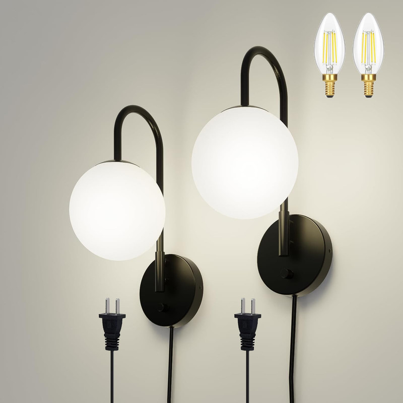 Homechoose Dimmable E12 Wall Sconces Set Of 2Plug In Wall Sconces 6.56Ft Power gallery
