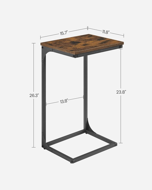 Rustic Brown Black C-Shaped End Table Small Side Table for Sofa Couch gallery