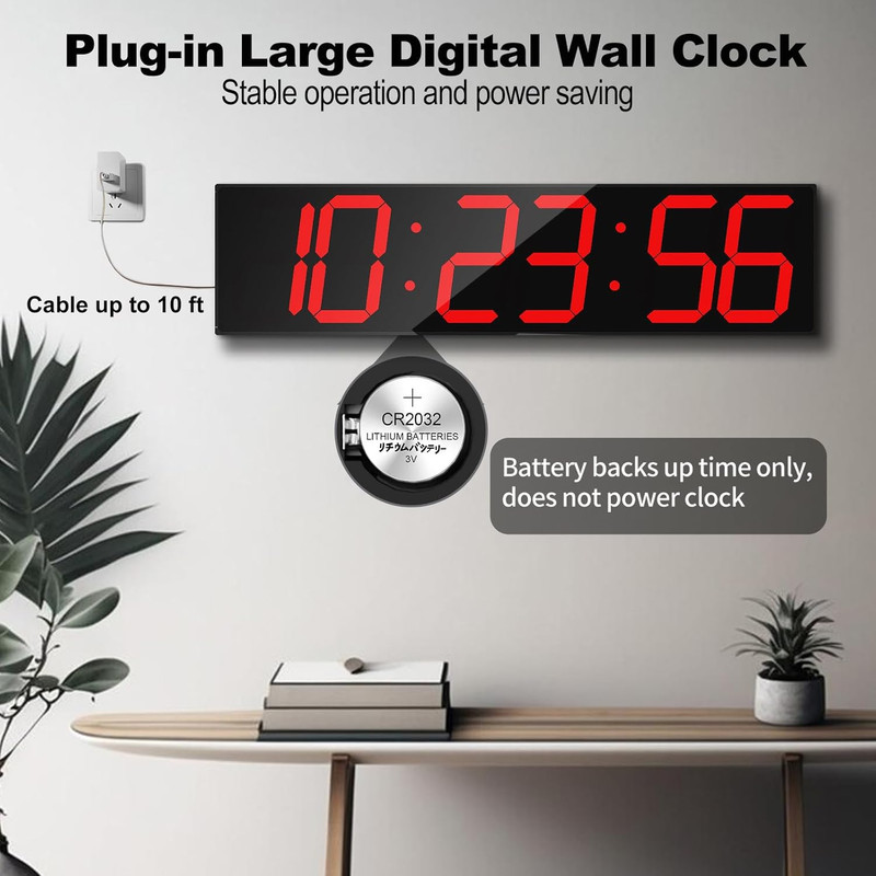 Digital Wall Clock, Oversize Led Digital Clock Large Display with Auto Dimmer, H gallery