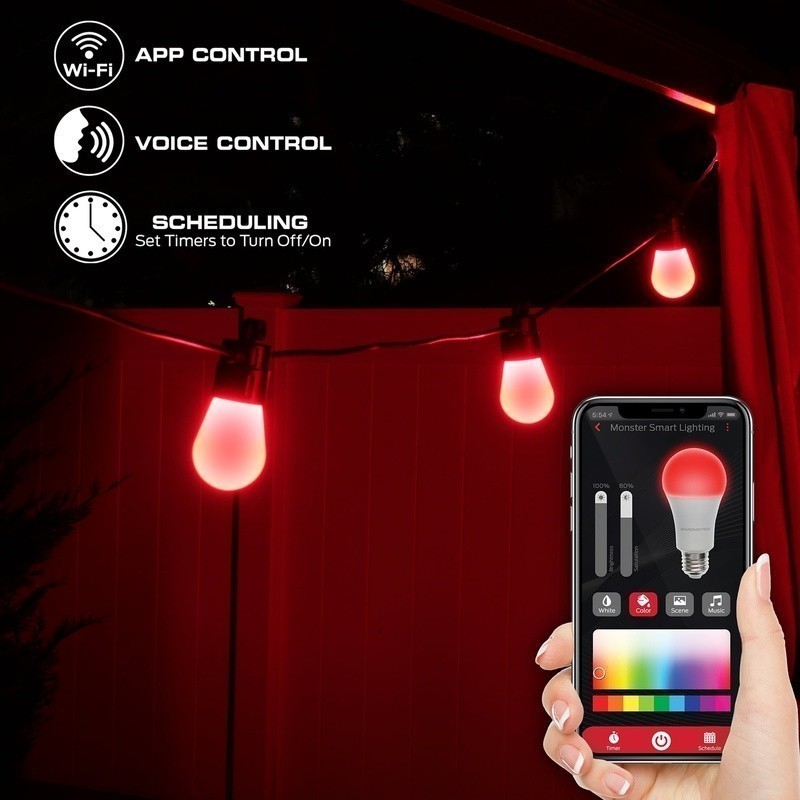 Smart Weather Resistant LED String Lights 24ft Sound Reactive RGB Control App US gallery