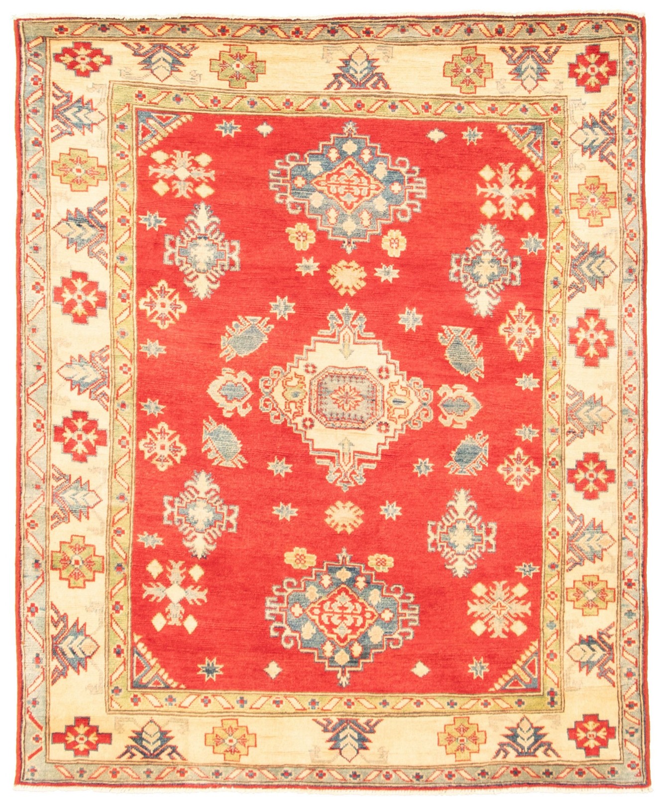 Traditional Hand-Knotted Geometric Area Rug 5'2" x 6'3" Oriental Wool Carpet gallery