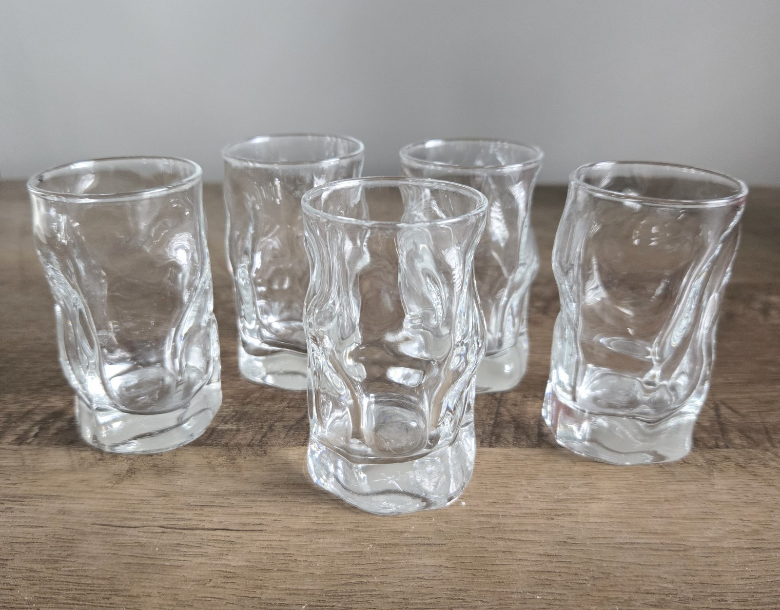 BORMIOLI ROCCO Sorgente Clear Irregular Dimples Set 5 Shot Glasses 2.25 oz Italy gallery