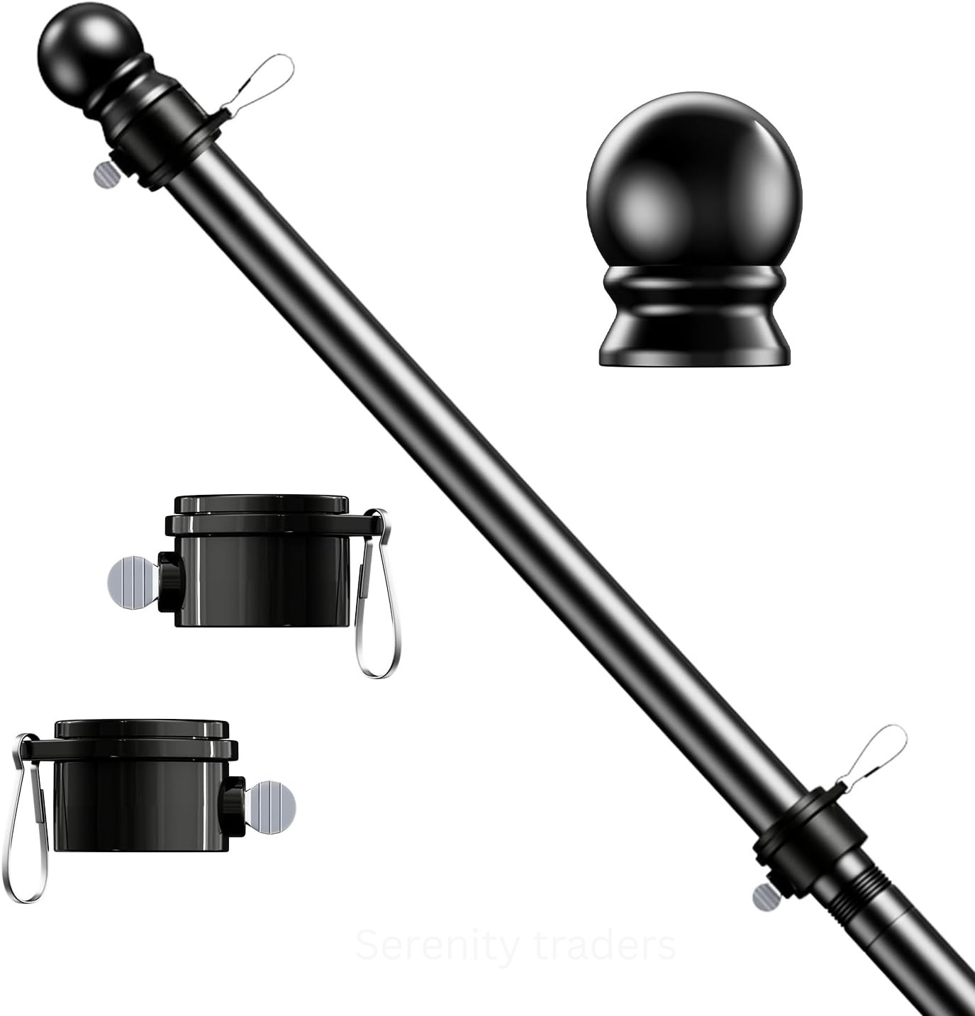 5 FT Flag Pole for Kit, Tangle Free Spinning Weather Resistant Rustproof Metal gallery