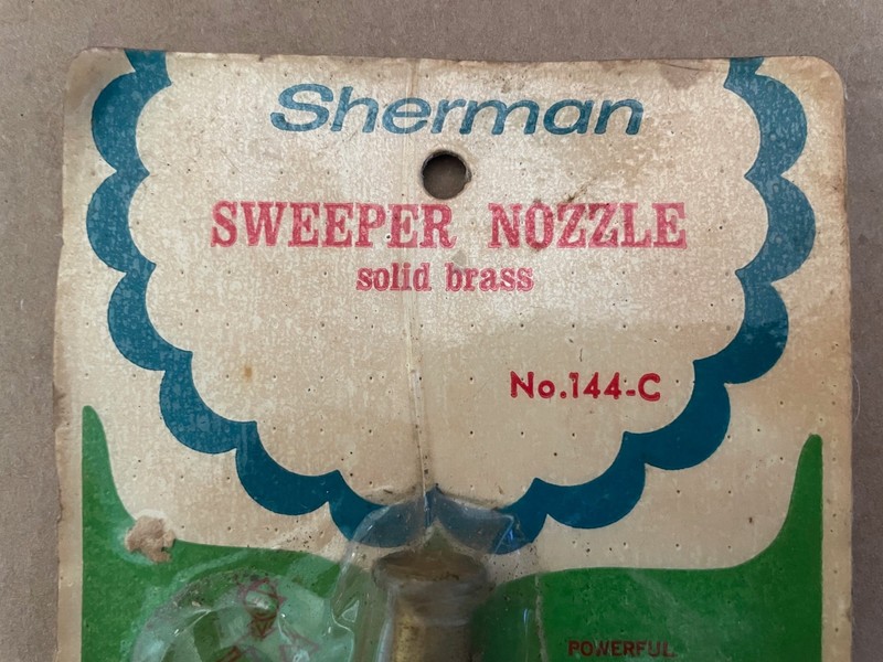 Vintage SHERMAN Sweeper Nozzle SOLID BRASS nos noc Water garden Hose gallery