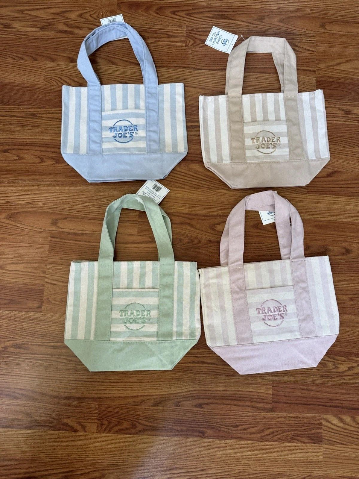 Trader Joe’s Mini Pastel Stripe Canvas Tote Bag Limited Edition Set Of 4 2026 gallery