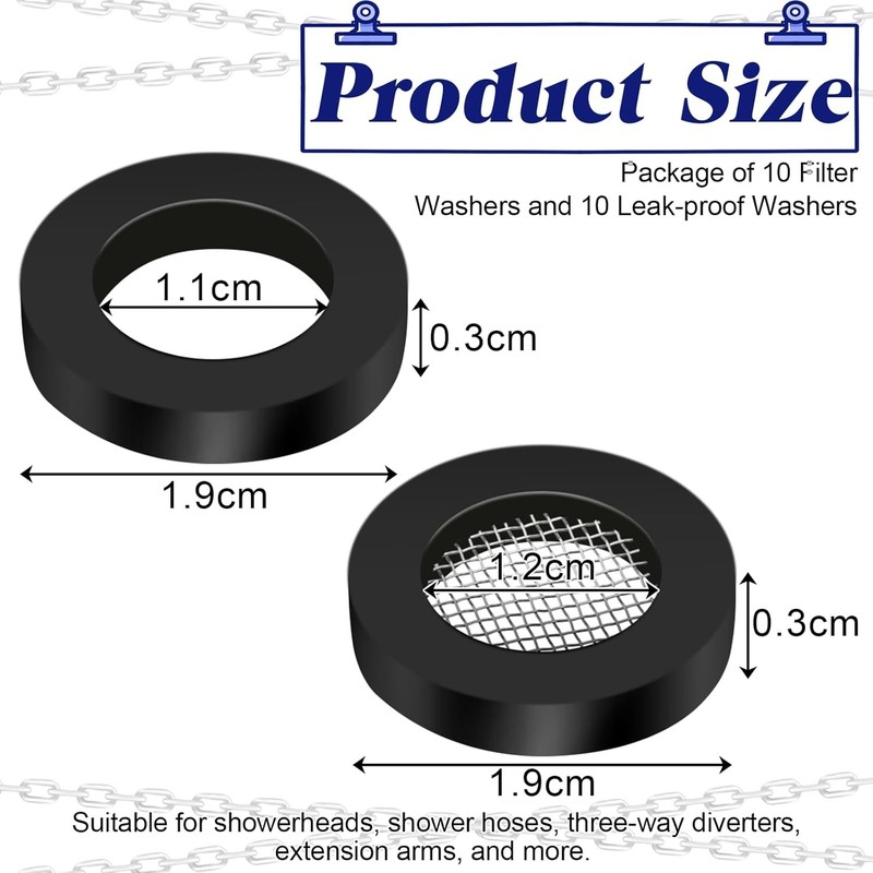 20pc Shower Head Filter Gaskets & Washers 1/2" Stainless Steel Screen Mesh Seal gallery
