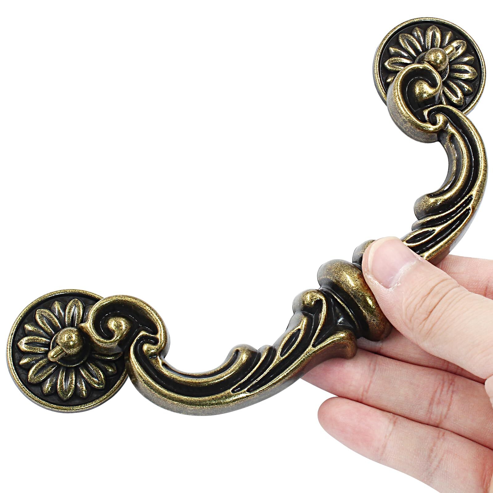 4 Pcs 150mm/6 Inch Hole Center Pull Handles Zinc Alloy Rustic Vintage Drop-Do... gallery