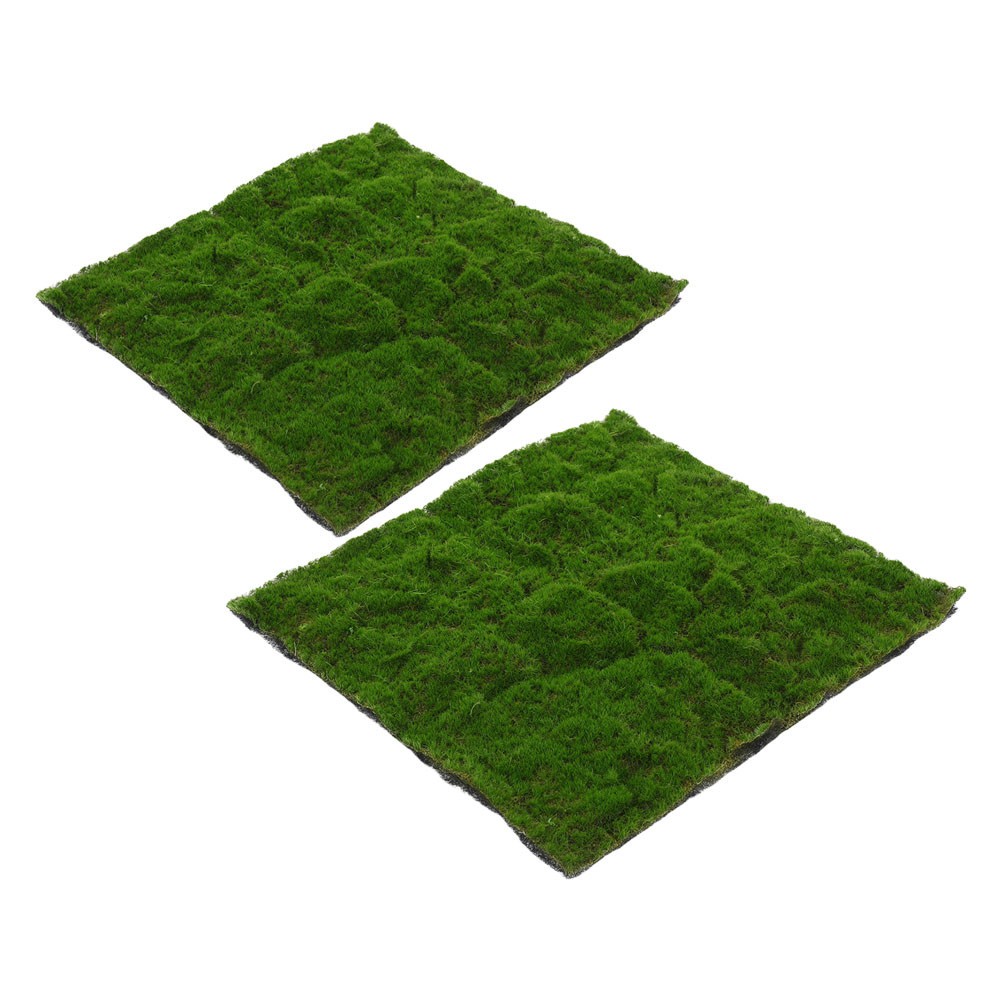 2Pcs Green Artificial Moss Lawn Mat Soft Fake Grass Pad for Garden and Patio Use gallery
