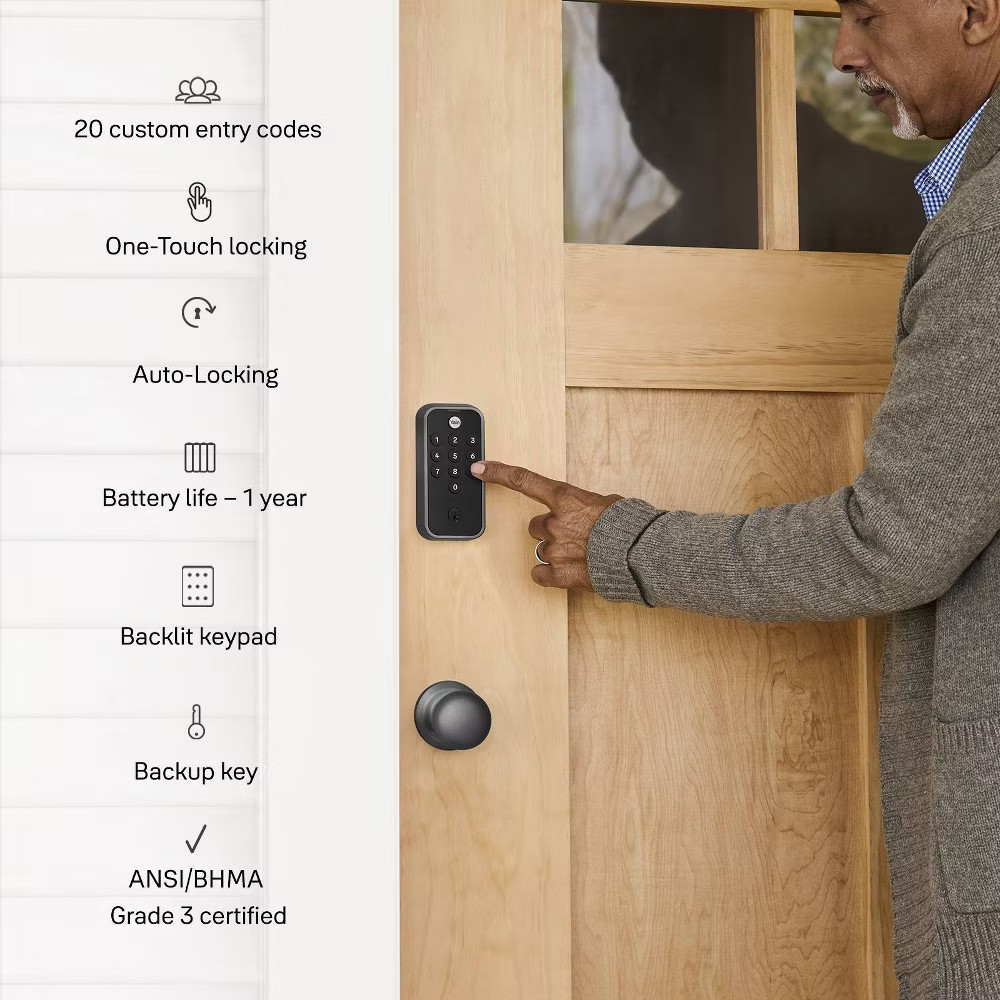 Master Lock Yale Electronic Keypad Deadbolt in Black Suede Finish gallery