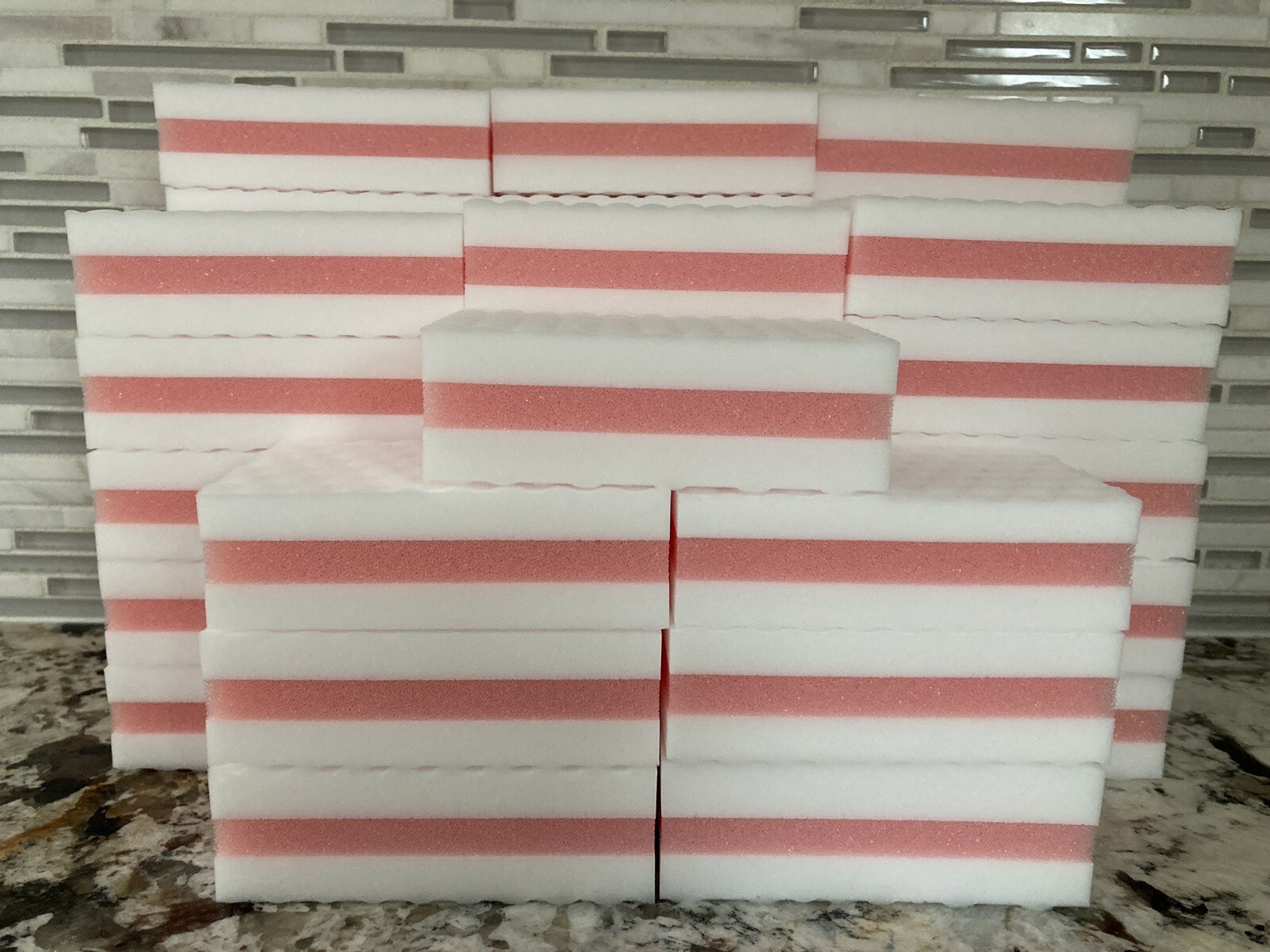 40 PACK PINK Melamine Magic Sandwich Sponge Eraser Heavy Duty Extra Durable NEW gallery