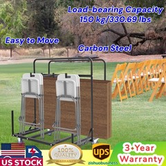 330lbs Folding Table Dolly Moving Folding Round Table & Chair Cart with 4 Wheels