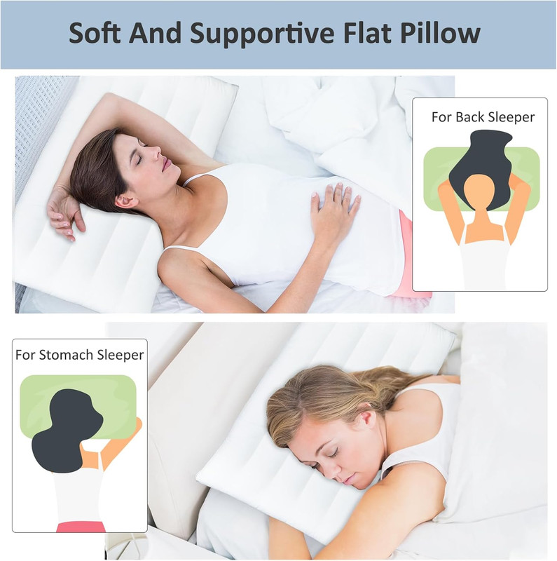 Flat Pillows for Sleeping,Ultra Thin Bed Pillows Standard Size for Stomach and S gallery