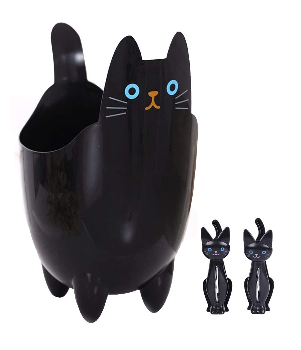 Cartoon Cat Shape ABS Table Bathroom Trash Can Storage Bucket with Cat Clips gallery