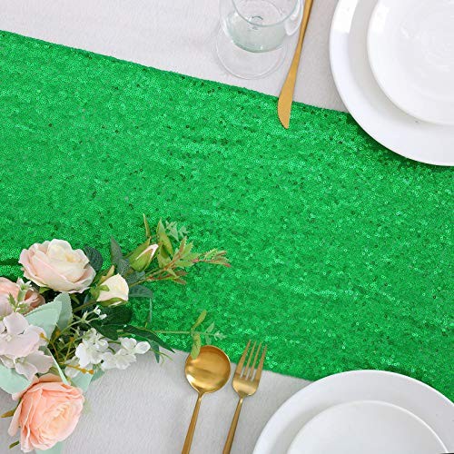 Sequin Table Runner 4 Pack 12x72 Inch Glitter Table 4Pcs - 12"x72" Green gallery