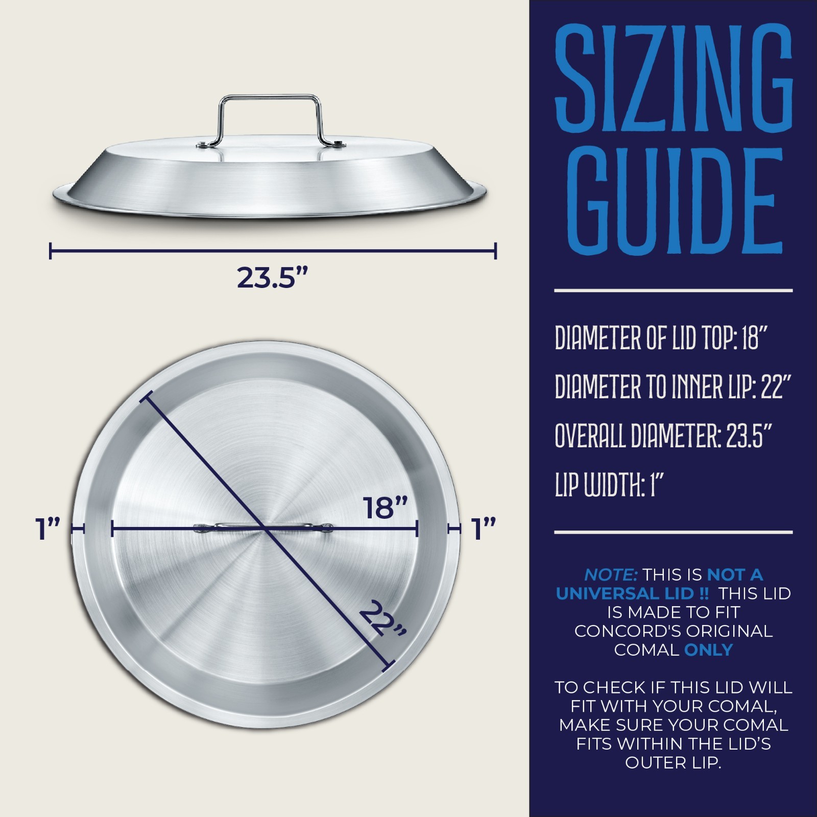 Concord Stainless Steel Replacement Lid for The Original Comal 22" Cookware gallery