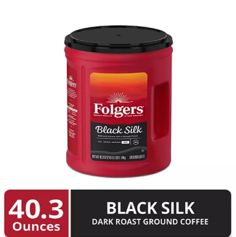 Folgers Dark Roast Ground Coffee, Black Silk, 40.3 oz. gallery