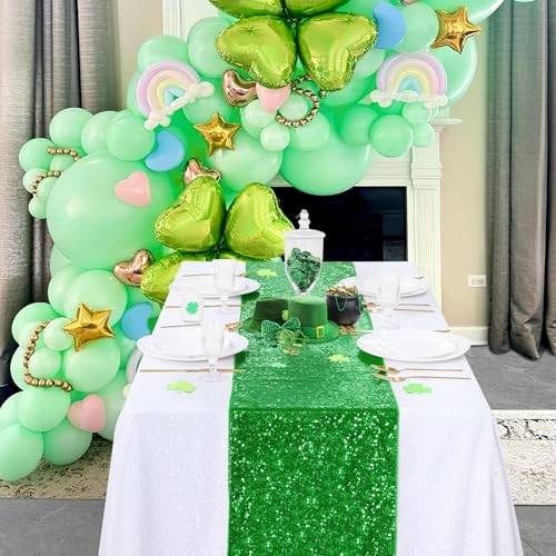 Sequin Table Runner 4 Pack 12x72 Inch Glitter Table 4Pcs - 12"x72" Green gallery