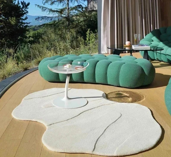 Irregular Shape Hand Tufted 100% Wool Rug High & Low Pile Soft Area Carpet Rug gallery
